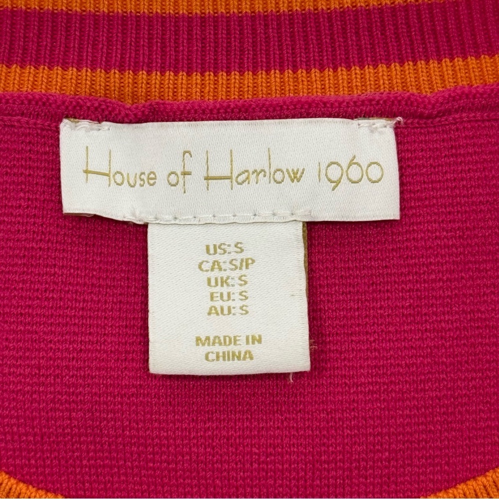 House of Harlow 1960 Knit Skirt Set Small Pink Orange Y2K Retro Two Piece Crop - Picture 5 of 9